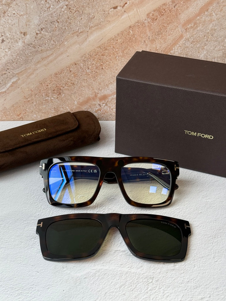 Tom Ford FT6068-B Clip On Unisex Sunglasses in Havana Brown