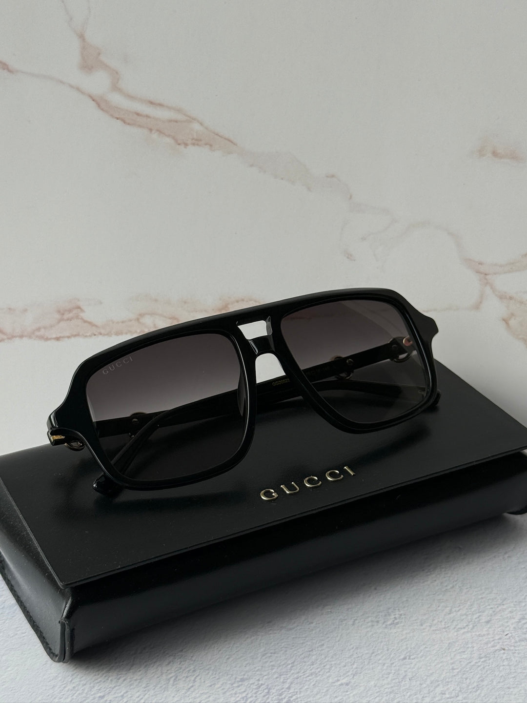 Gucci GG2052S Black Horsebit Aviator Sunglasses