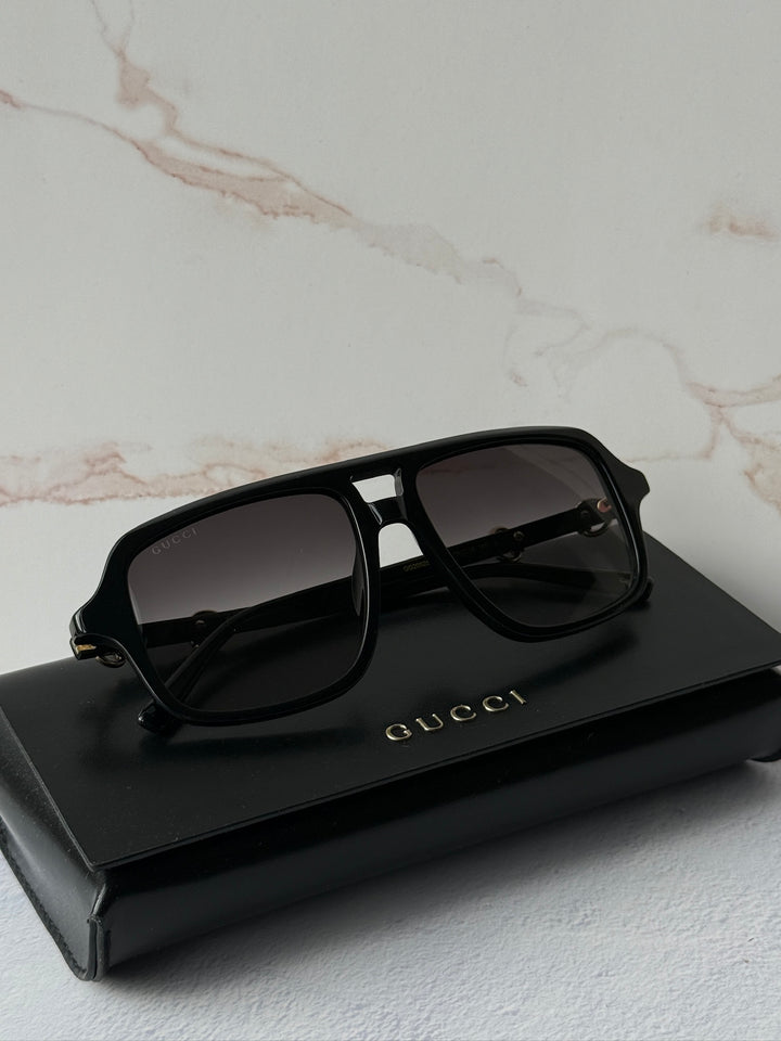 Gucci GG2052S Black Horsebit Aviator Sunglasses