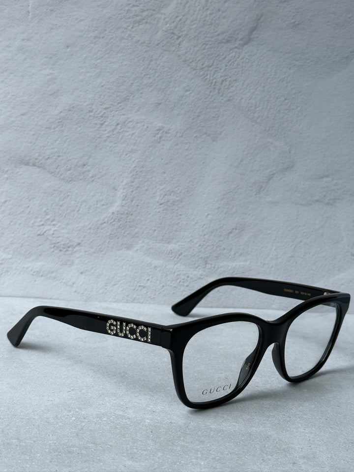 Gucci GG0420O Crystal Logo Cat Eye Eyeglasses Frames in Black