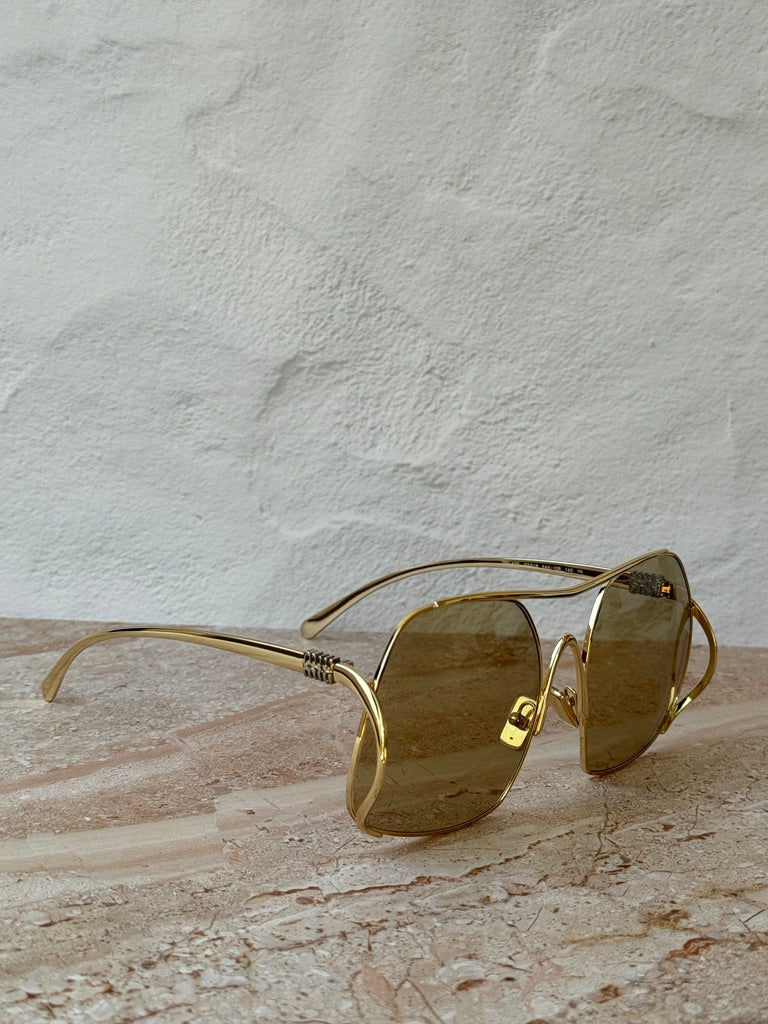 Miu Miu MU A55S Gold Oversized Aviator Sunglasses