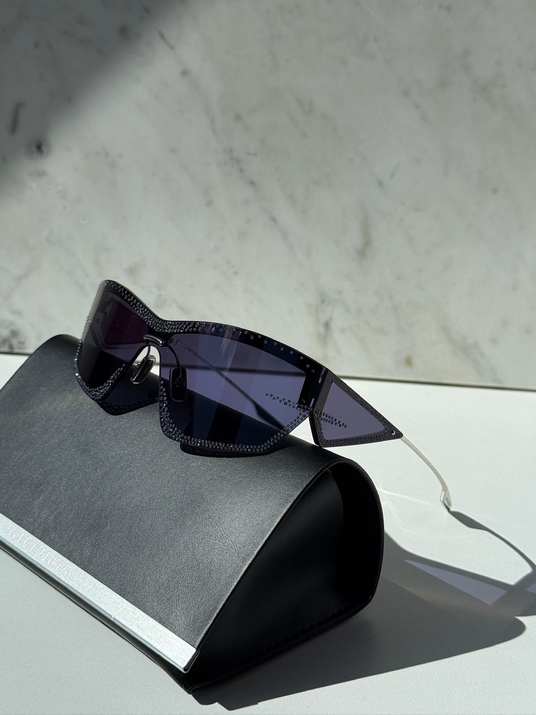 Givenchy GV4100US Cut Strass Silver Shield Sunglasses