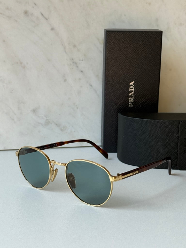 Prada PR B51S Sunglasses in Gold Tinted Blue