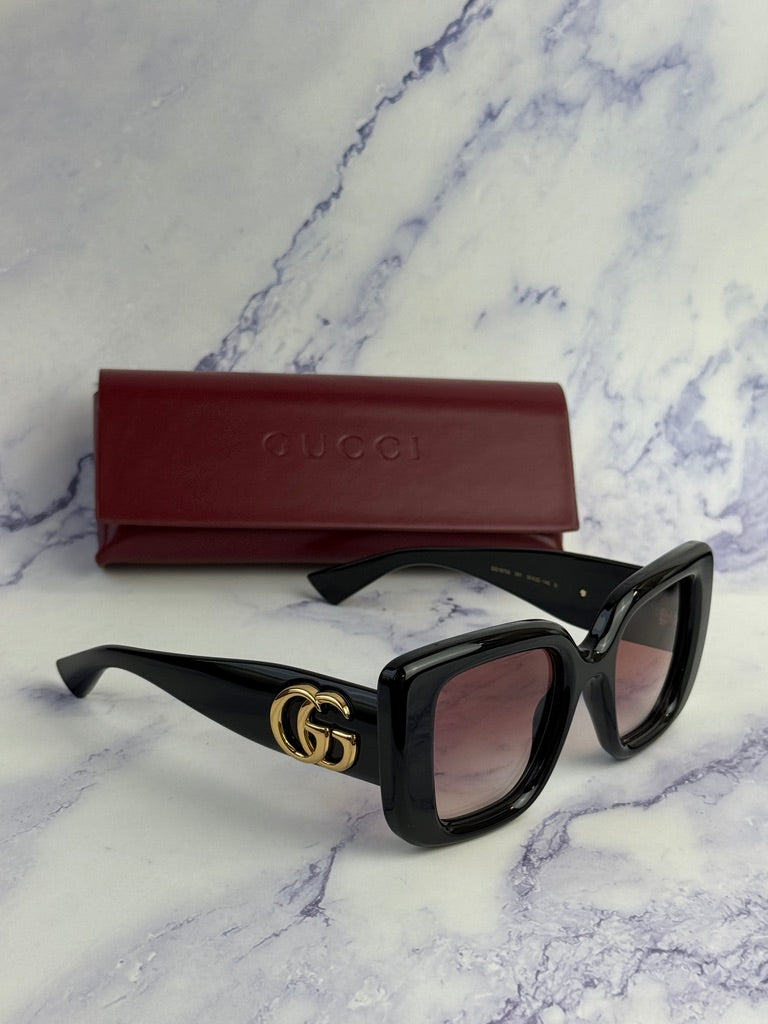 Gucci GG1975S Thick Rim Cat Eye Sunglasses in Black