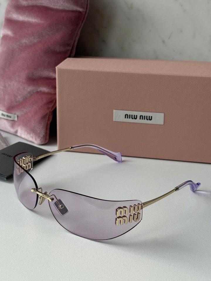 Miu Miu MU A51S Pink Rimless Mask Sunglasses