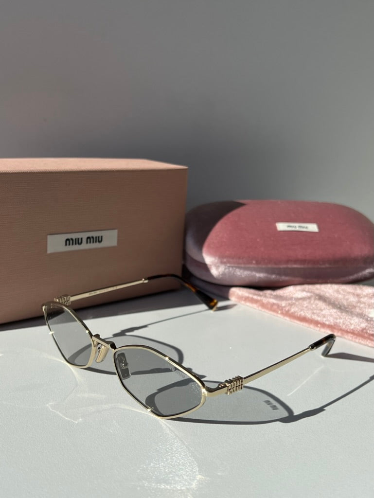 Miu Miu MU56ZS Sunglasses in Pale Gold Light Grey