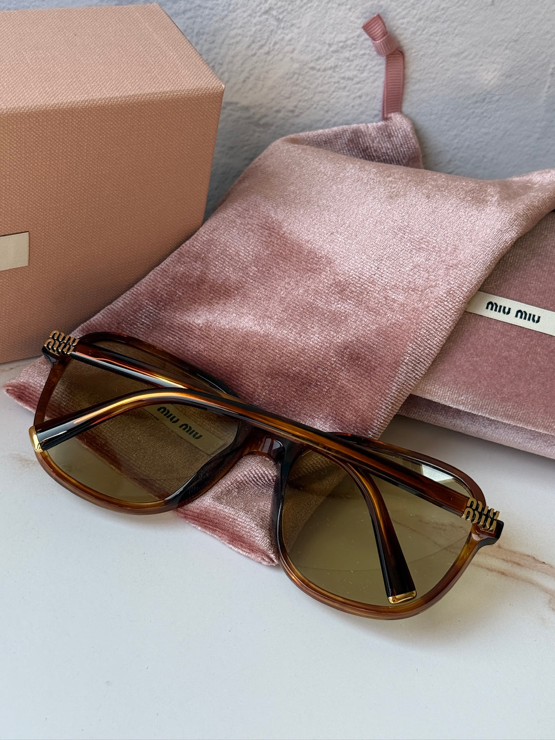 Miu Miu MU B01S Oversized Havana Sunglasses