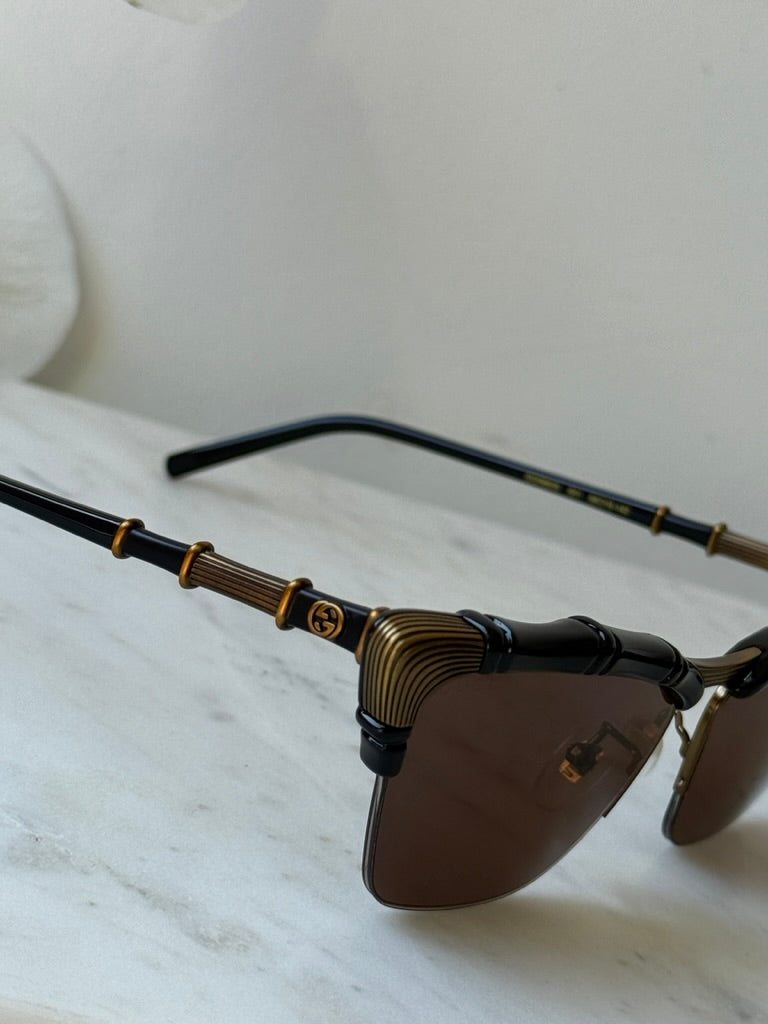 Gucci GG0660S Black Bamboo Cat Eye Sunglasses – Designer Daydream