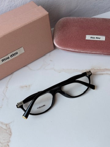 Miu Miu MU09XV Black Gold Cat Eye Frames