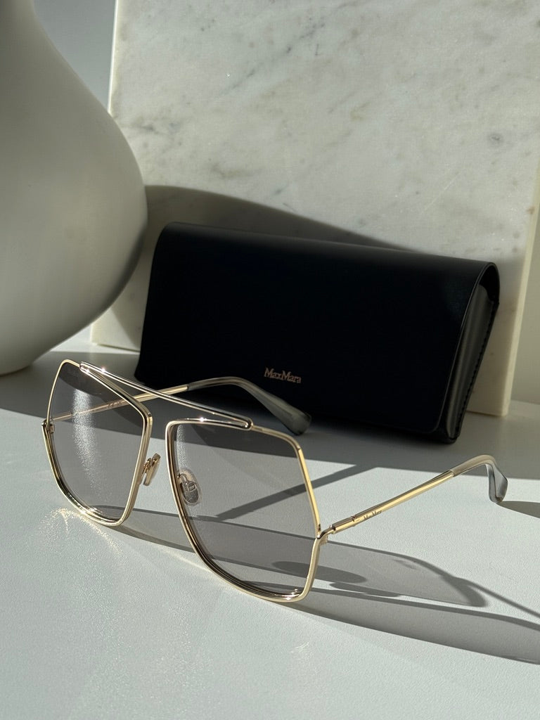 Max Mara MM0006/S Elsa Oversized Sunglasses in Gold Smoke
