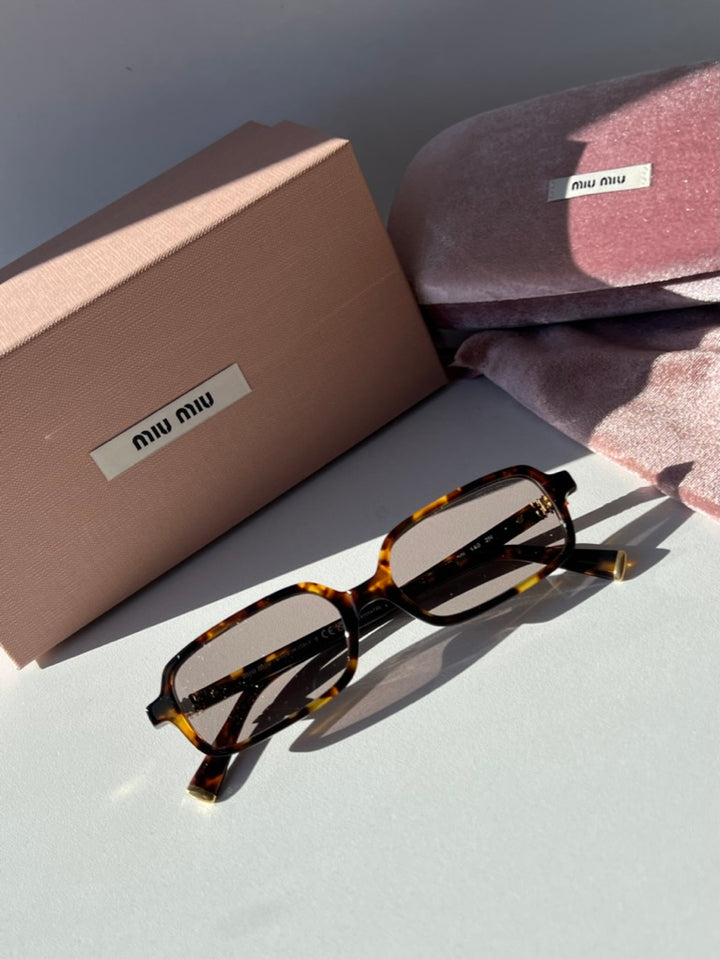 Miu Miu MU11ZS Havana Rectangular Sunglasses