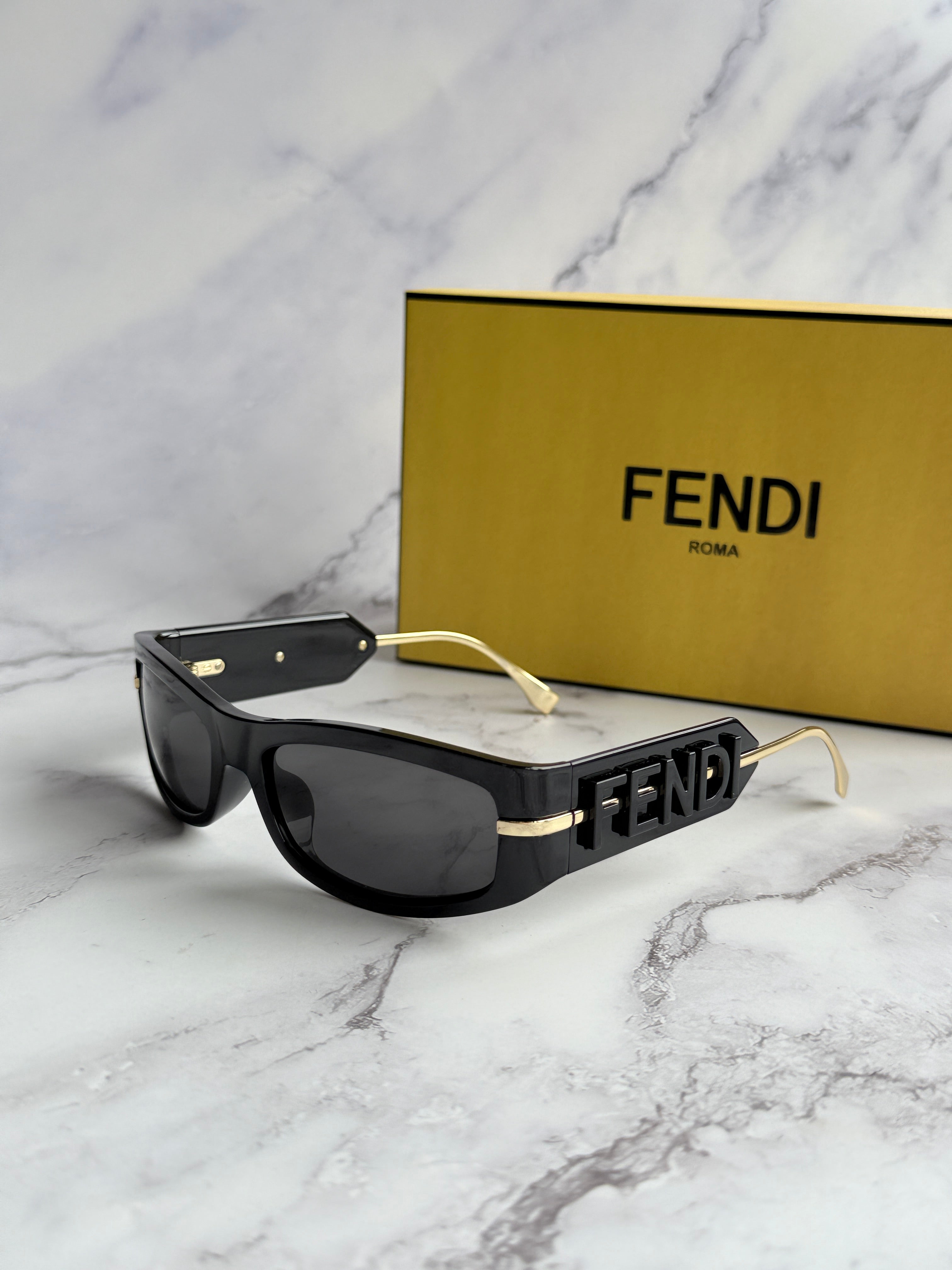 Fendi FE40120I Fendigraphy Black Wrap Sunglasses – Designer Daydream