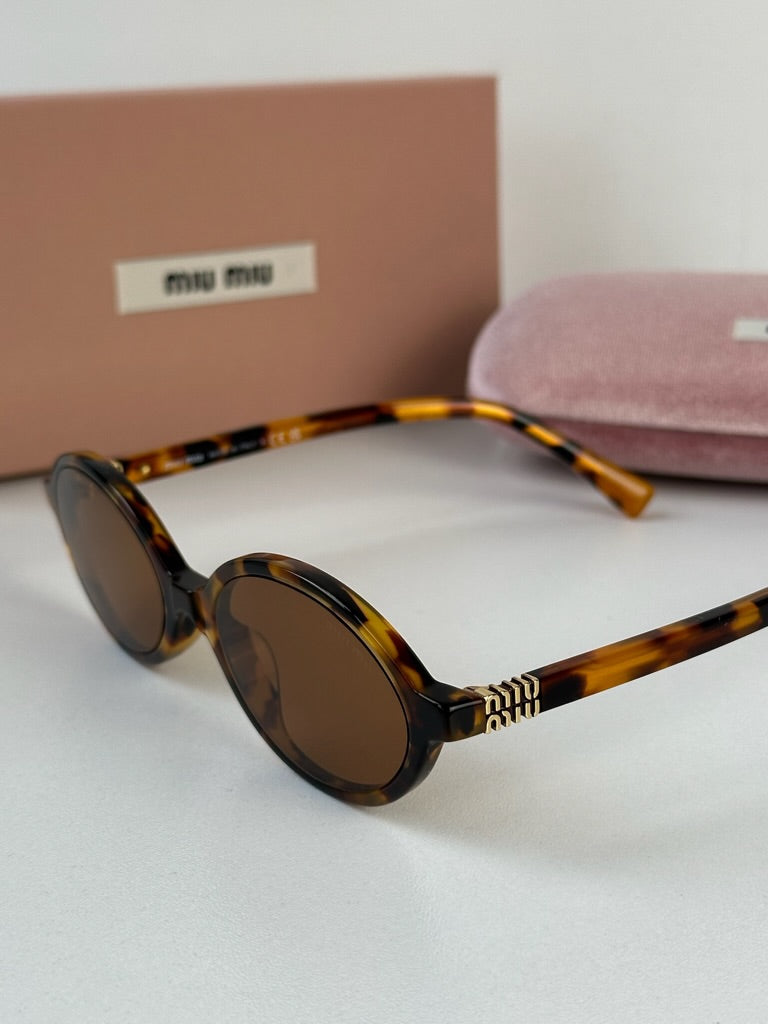 Miu Miu MU04ZS Light Havana Mirrored Sunglasses