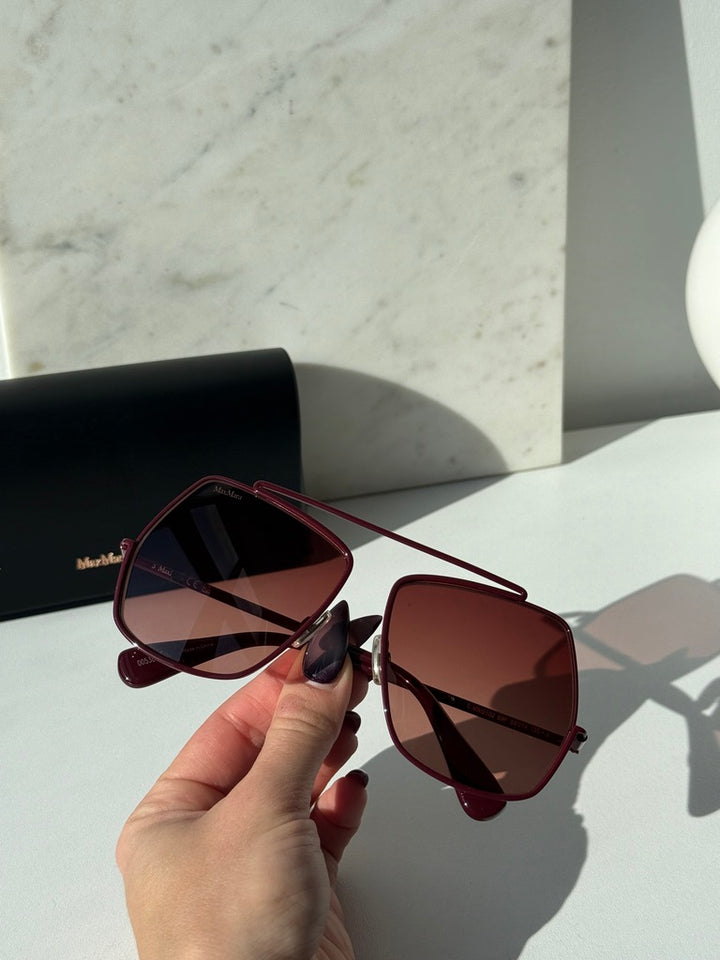 Max Mara MM0102 Sunglasses in Shiny Bordeaux
