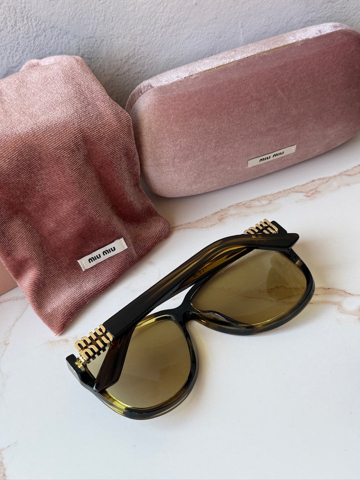 Miu Miu MUA08S Brown Yellow Oversized Sunglasses