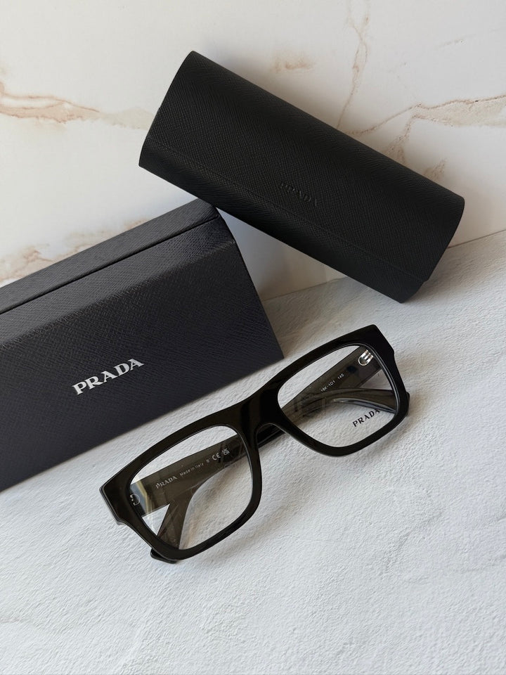 Prada PR C01V Square Eyeglasses Frames in Black