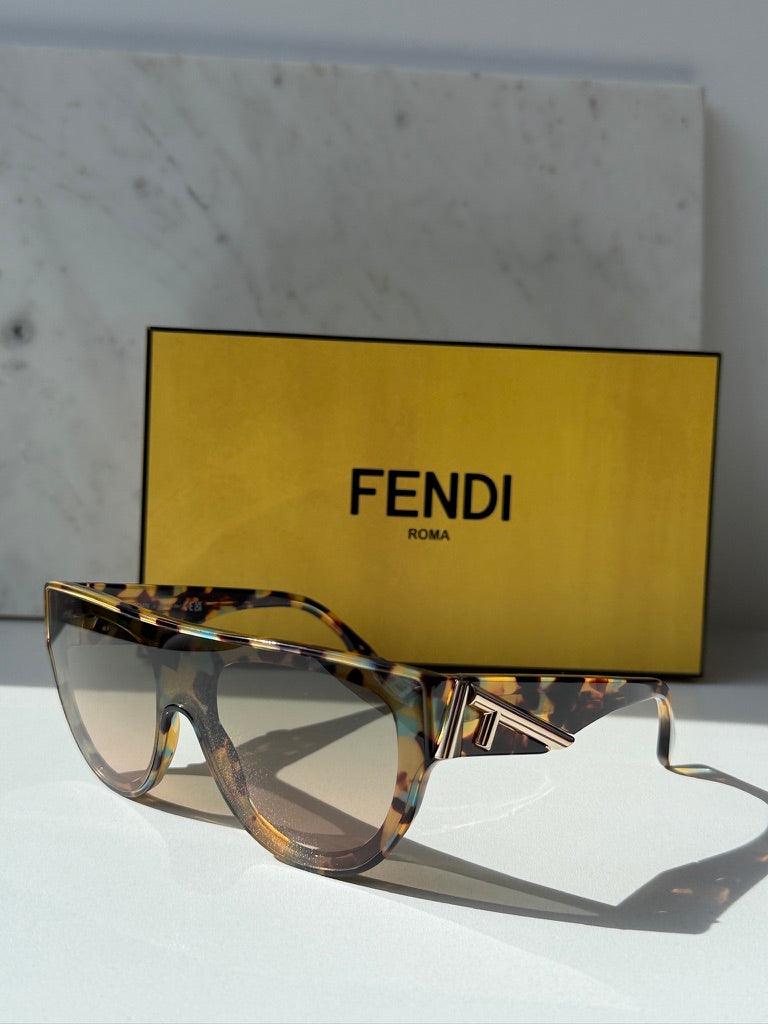 Fendi FE40150I First Flat Top Sunglasses in Havana Brown