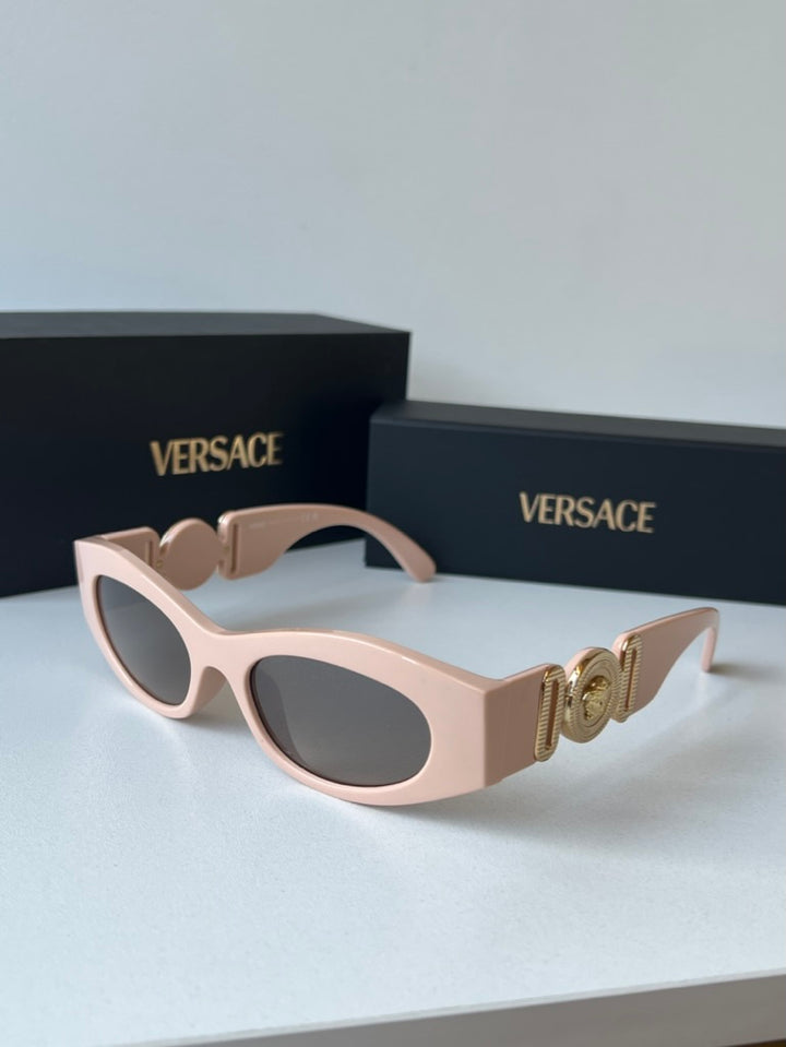 Versace Gafas de sol VE2258 Shield en espejo dorado rosa