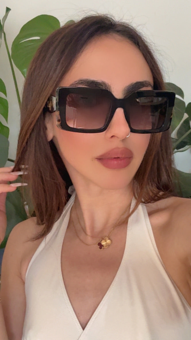 Prada PR D01S Square Sunglasses in Black Havana