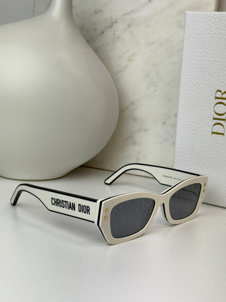 Dior Pacific S2U Cat Eye Sunglasses in White Logo Mirror