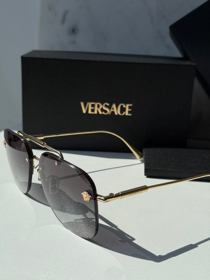 Versace VE2296 Medusa Aviator Sunglasses in Gold Grey