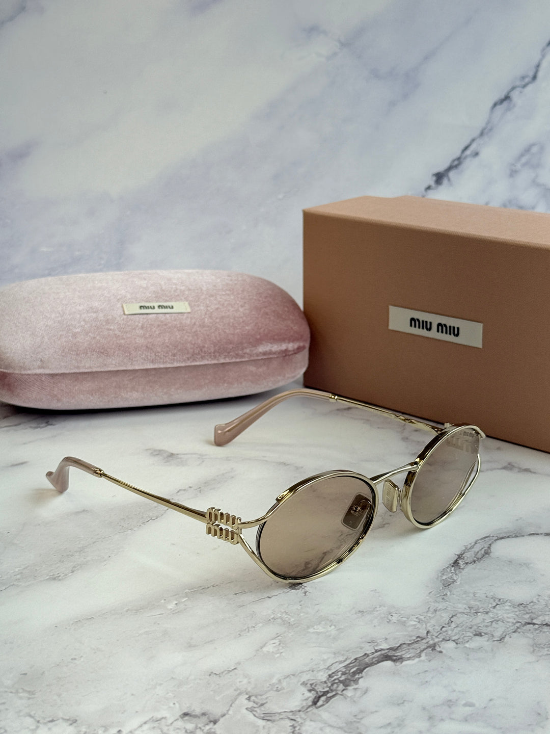 Miu Miu MU52YS Pink Mirror Metal Sunglasses