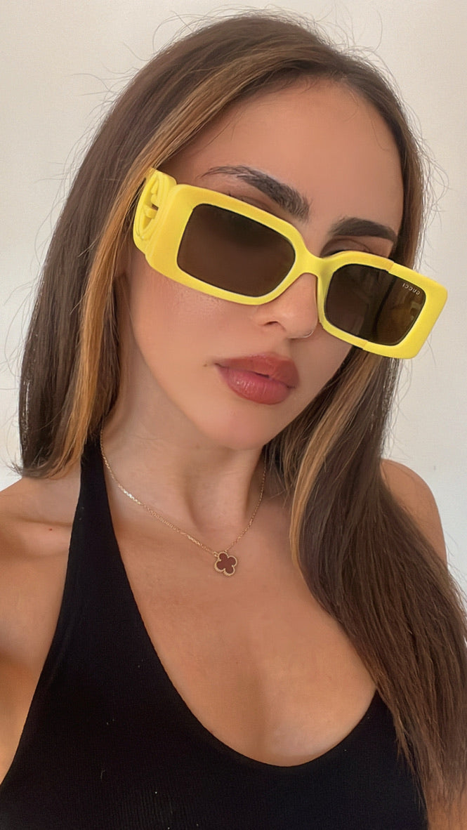 Gucci GG1325S Slim Sunglasses in Yellow | Designer Daydream