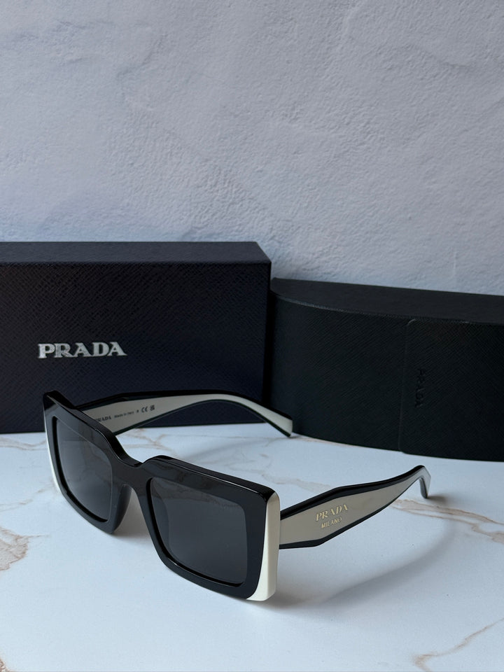 Prada PR D01S Square Sunglasses in Black White
