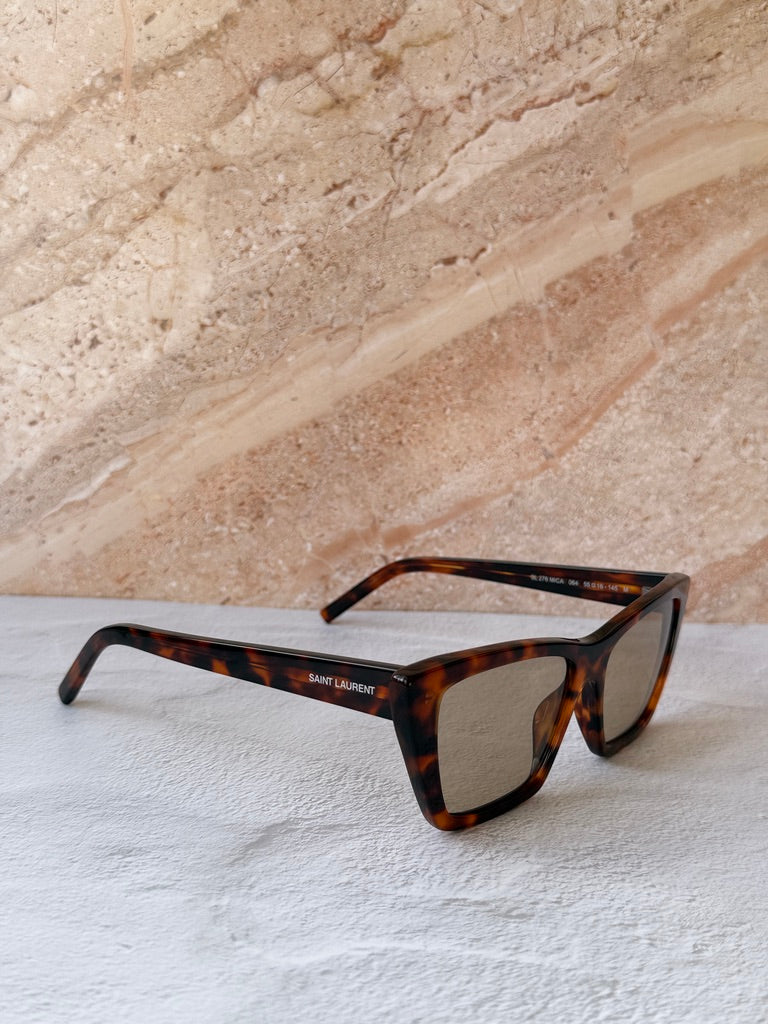 Saint Laurent SL276 Mica Cat Eye Sunglasses in Havana Brown