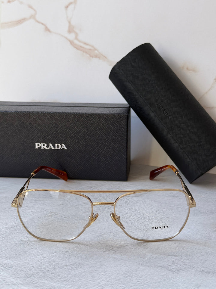 Prada PR B50V Pilot Eyeglasses Frames in Gold