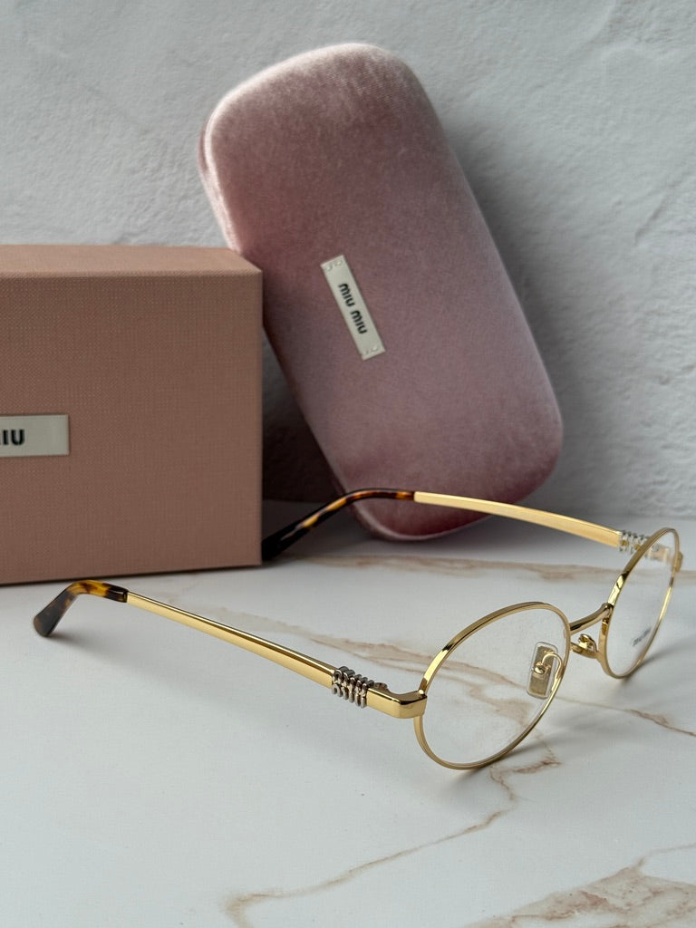 Miu Miu MU50ZV Gold Oval Eyeglasses Frames