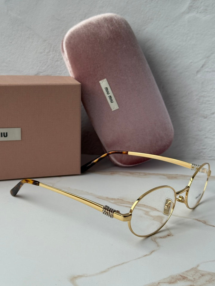 Miu Miu MU50ZV Gold Oval Eyeglasses Frames