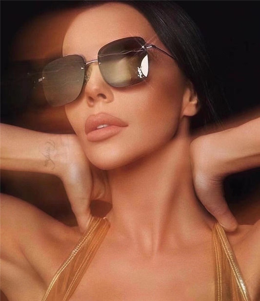 Saint Laurent SL312M Gafas de sol cuadradas con logo metálico en espejo bronce