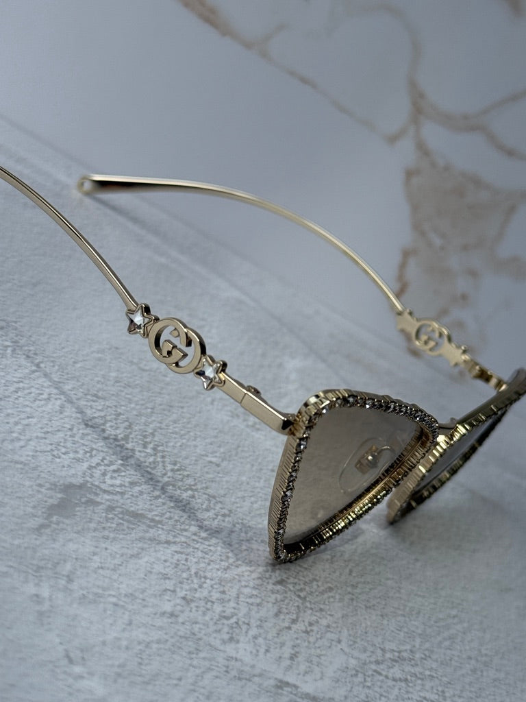 Gucci GG1569S Cat Eye Sunglasses in Gold Crystal