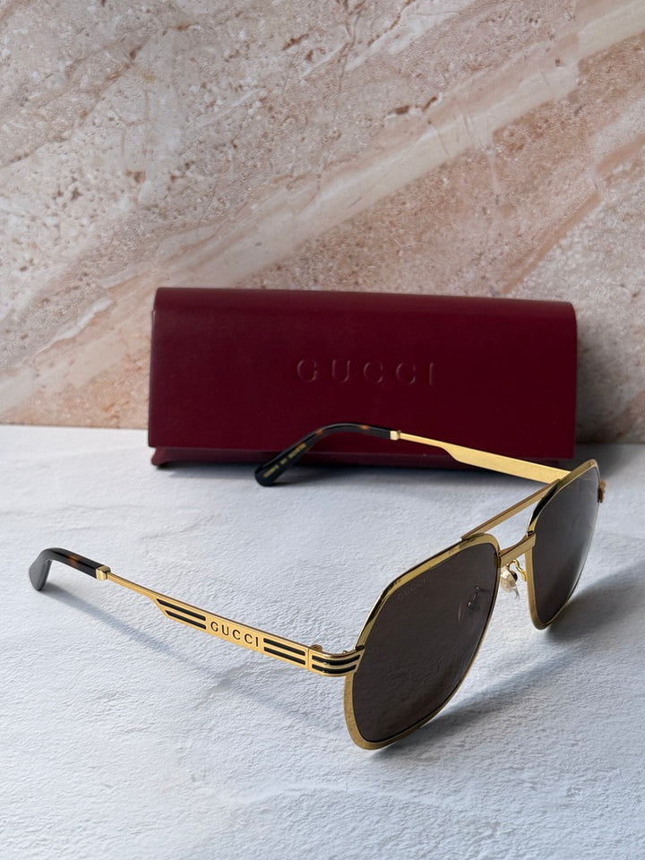 Gucci GG0981S Aviator Sunglasses in Gold