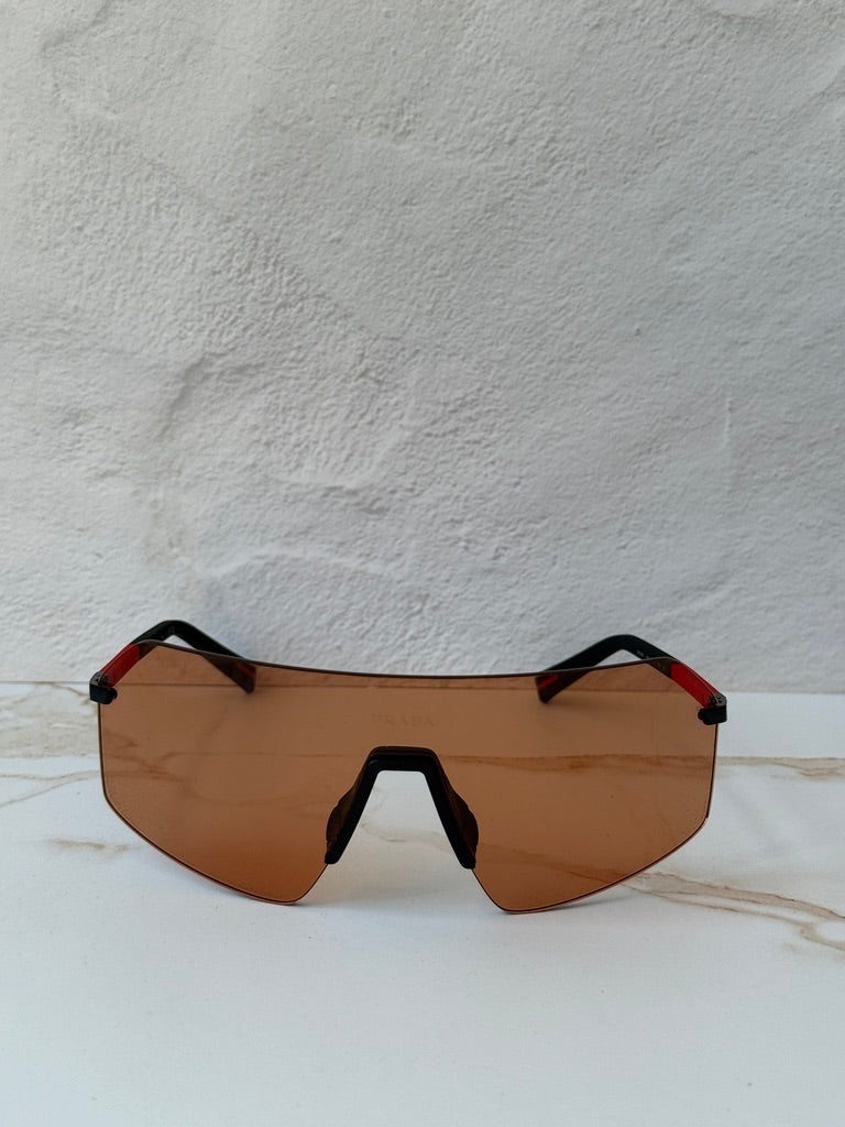 Prada Sport PS B50S Mask Sunglasses in Black Orange