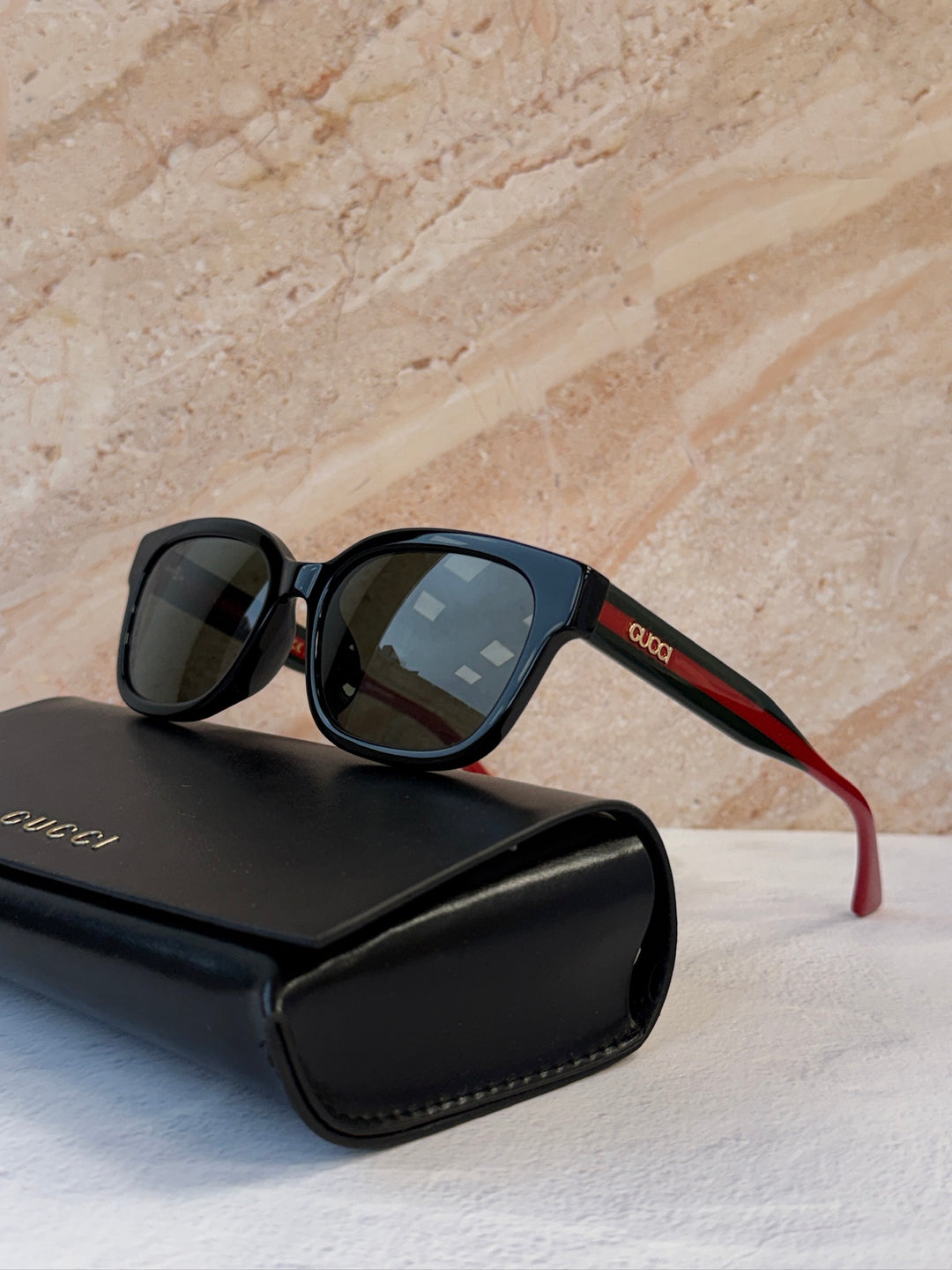 Gucci GG1872SK Black Striped Temple Sunglasses