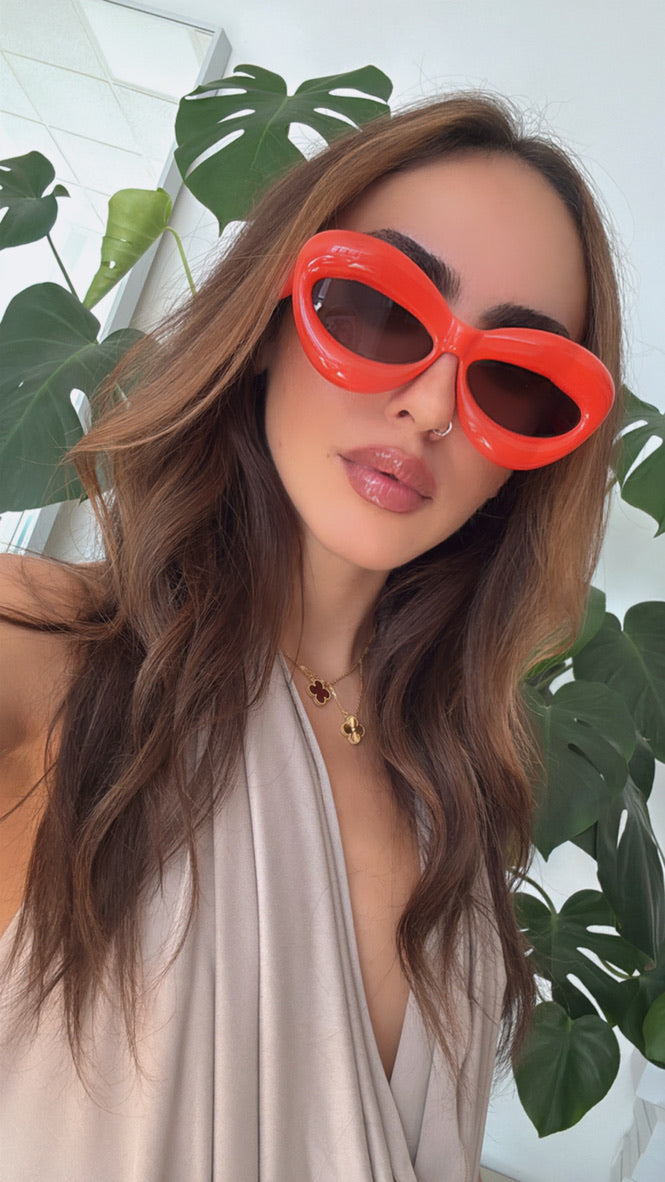 Loewe LW40097I Inflated Cat Eye Sunglasses in Orange