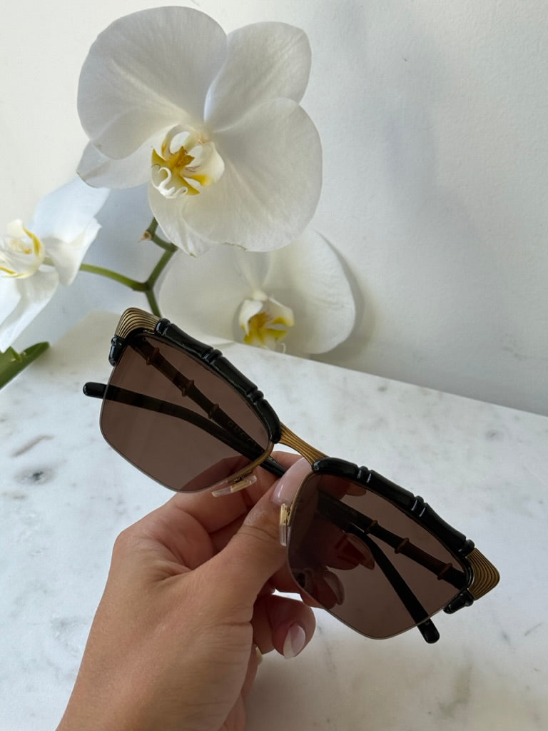 Gucci GG0660S Black Bamboo Cat Eye Sunglasses – Designer Daydream