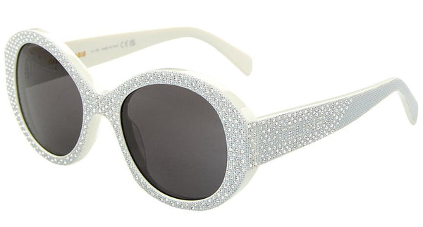 Celine CL4240IS 25A Round Sunglasses–Shiny Ivory with Silver Studs Embellishment Celine CL4240IS White Crystal Sunglasses – Designer Daydream main image 3