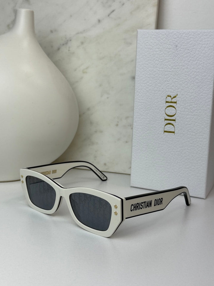 Dior Pacific S2U Cat Eye Sunglasses in White Logo Mirror