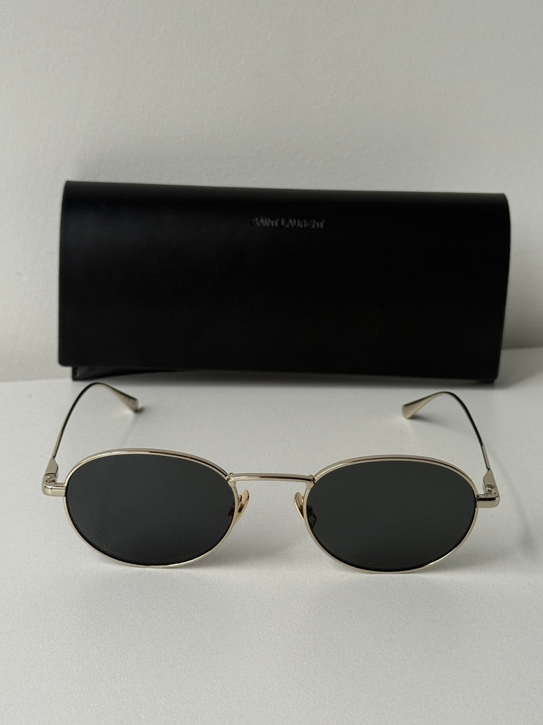 Saint Laurent SL799 Round Metal Sunglasses in Gold