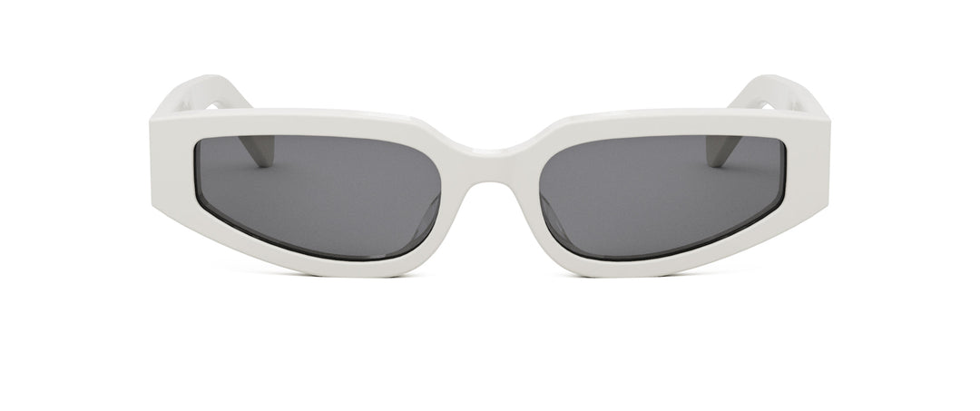 Celine Triomphe white sunglasses with dark lenses, front view