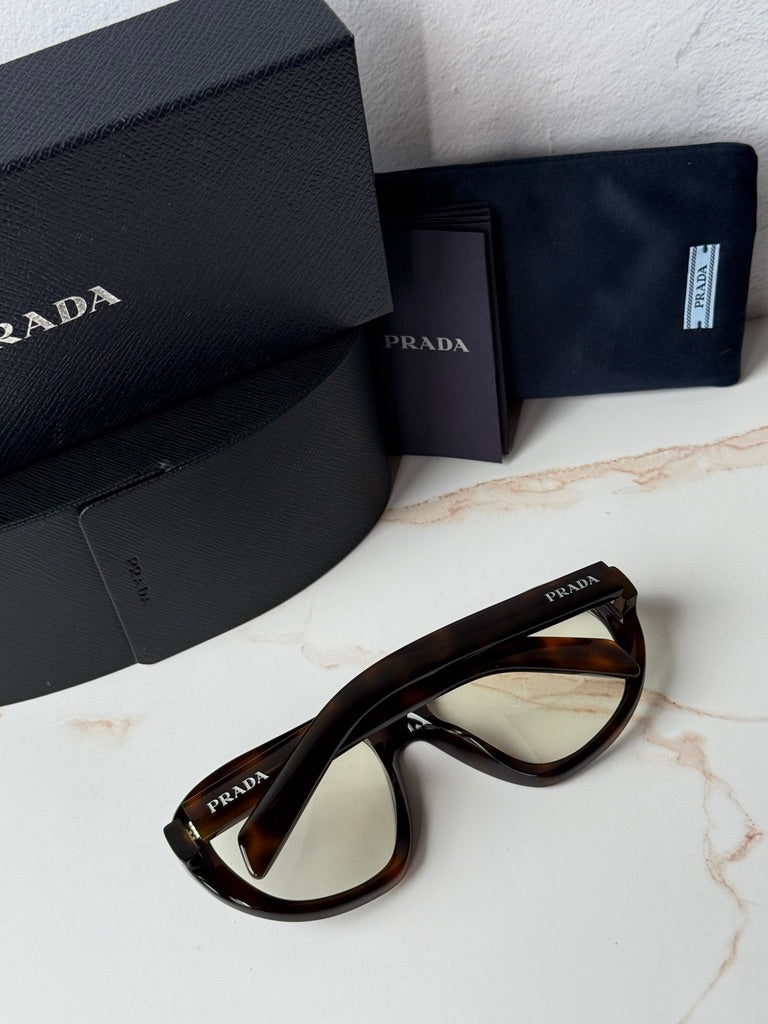 Prada PR C05S Aviator Sunglasses in Havana Bluelight