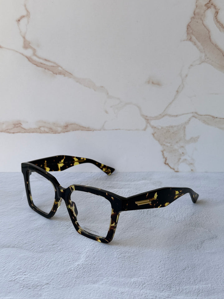Bottega Veneta BV1458O Spotted Tortoise Square Thick Rim Frames
