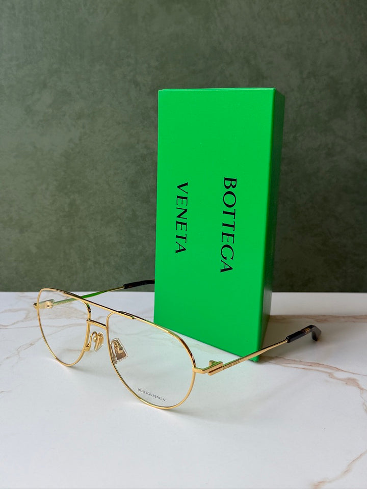 Bottega Veneta BV1302O Gold Metal Pilot Frames