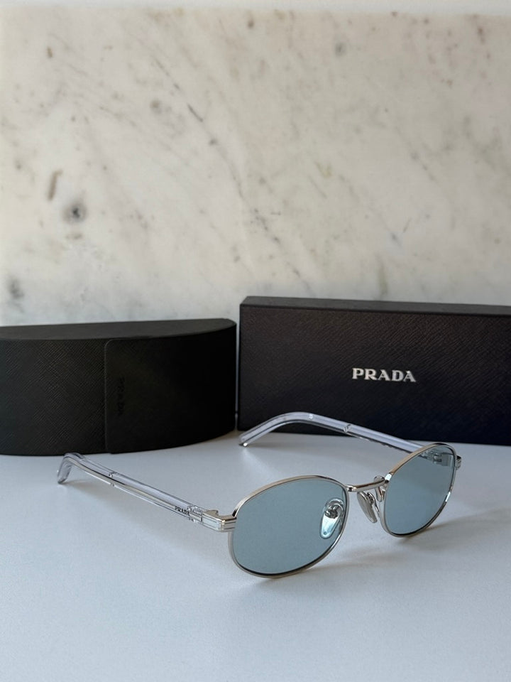 Prada PR B53S Sunglasses in Silver Azure