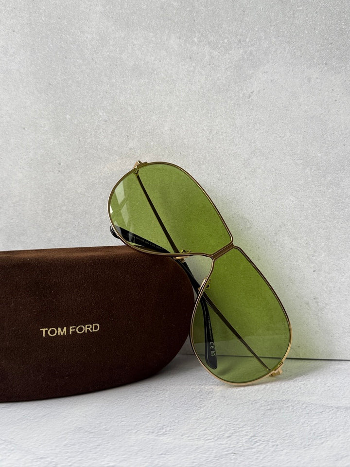 Keating aviator sunglasses with green lenses and gold-tone frame