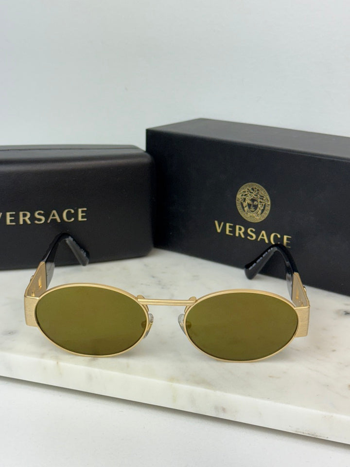 Versace VE2264 Oval Sunglasses in Gold Mirror