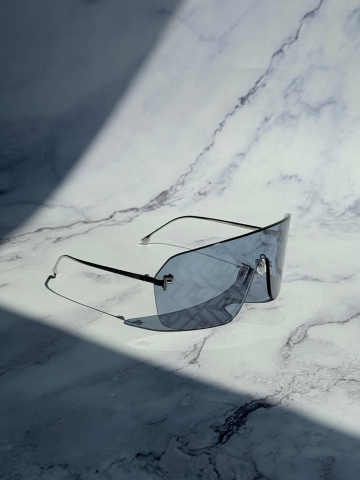 Fendi FE4121US First Crystal Mask Sunglasses in Blue Logo Mirror